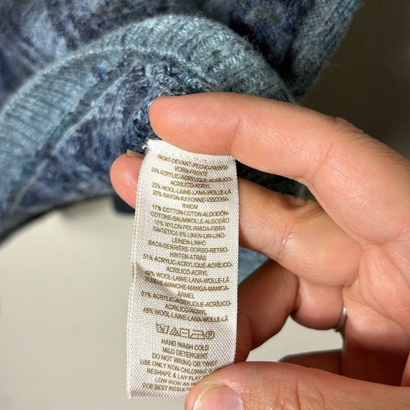 Free People Blue Green Boatneck Sweater Wool blend XS - Picture 5 of 9